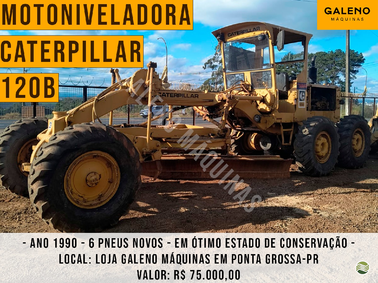 MOTONIVELADORA CATERPILLAR 120B Galeno Máquinas PONTA GROSSA PARANÁ PR